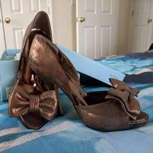 Jeffrey Tyler Bronze Open Toe Heels